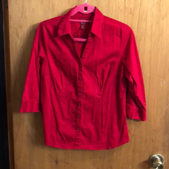 Classy Red Button down - Picture 1 of 8